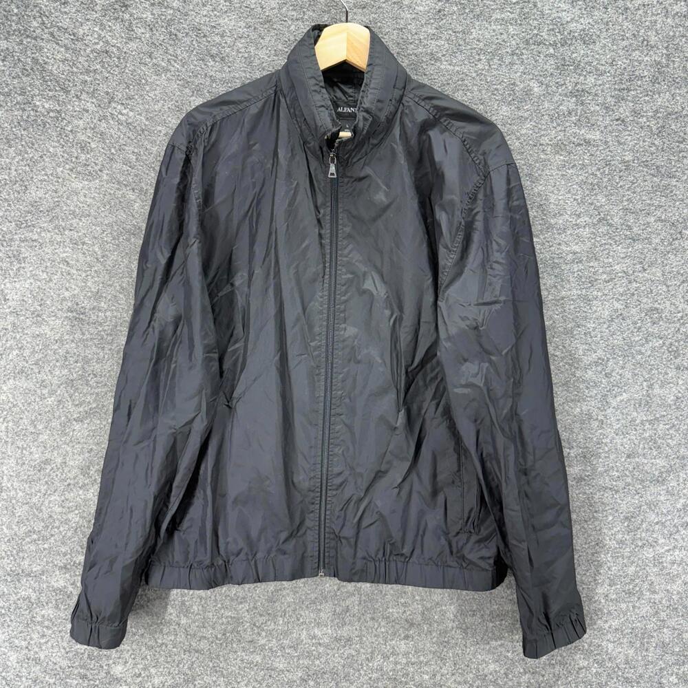 Alfani Windbreaker Jacket Women L Large Black Full Zip Long Sleeve Collared